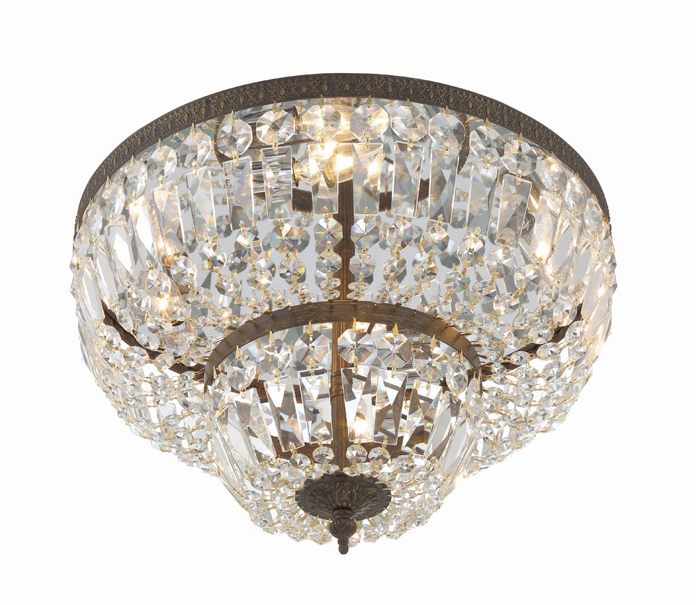 Crystorama 718-EB-CL-MWP Flush Mount Fixture, UL Damp Rated, English Bronze