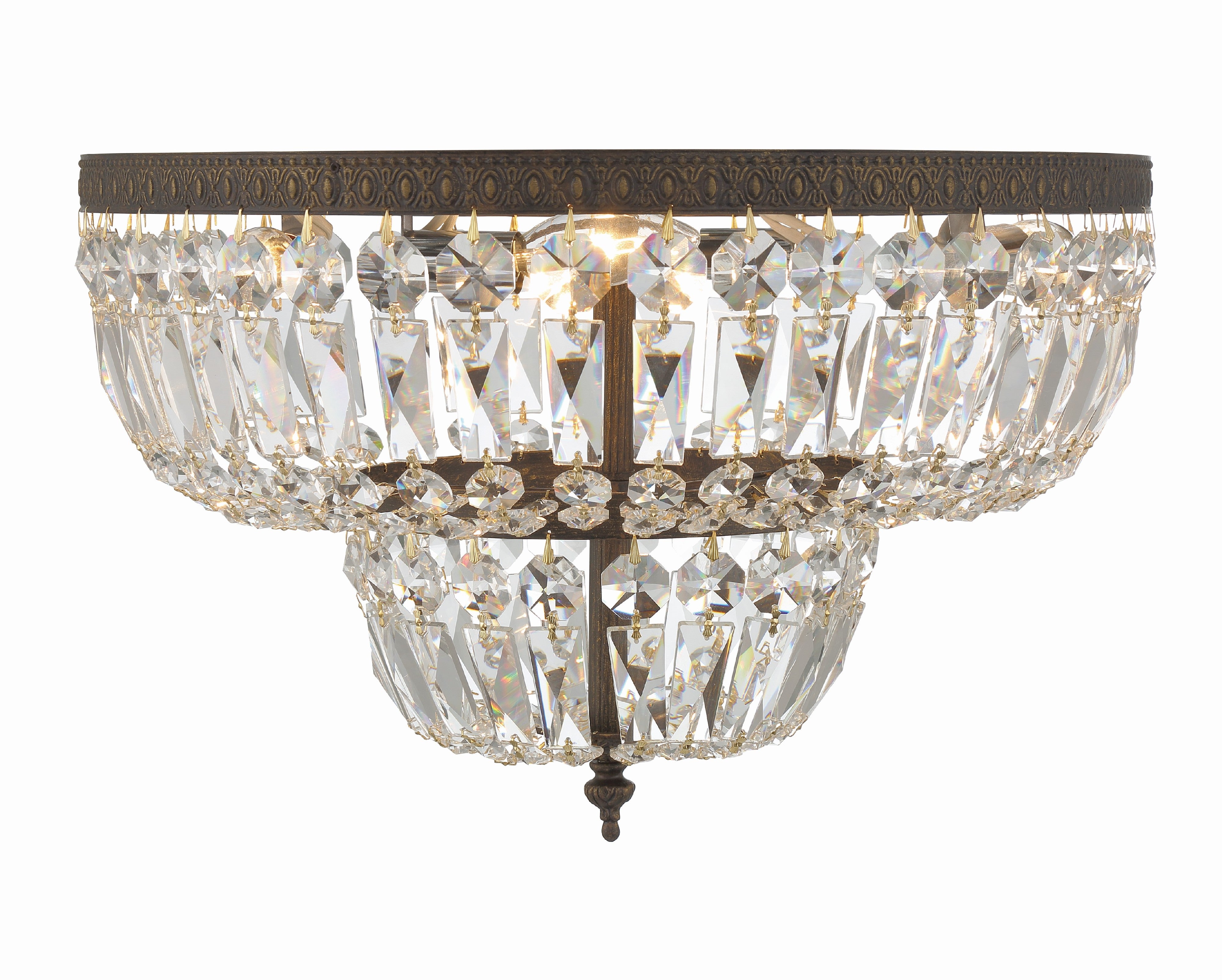Crystorama Waltham 718-EB-CL-MWP – 18 Inch – 4 Light – Semi Flush Mount Light – Clear Crystal – English Bronze – Damp Rated