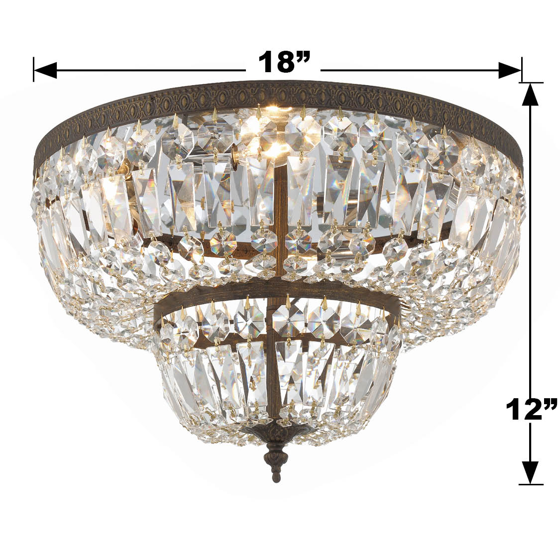 Crystorama Waltham 718-EB-CL-MWP – 18 Inch – 4 Light – Semi Flush Mount Light – Clear Crystal – English Bronze – Damp Rated