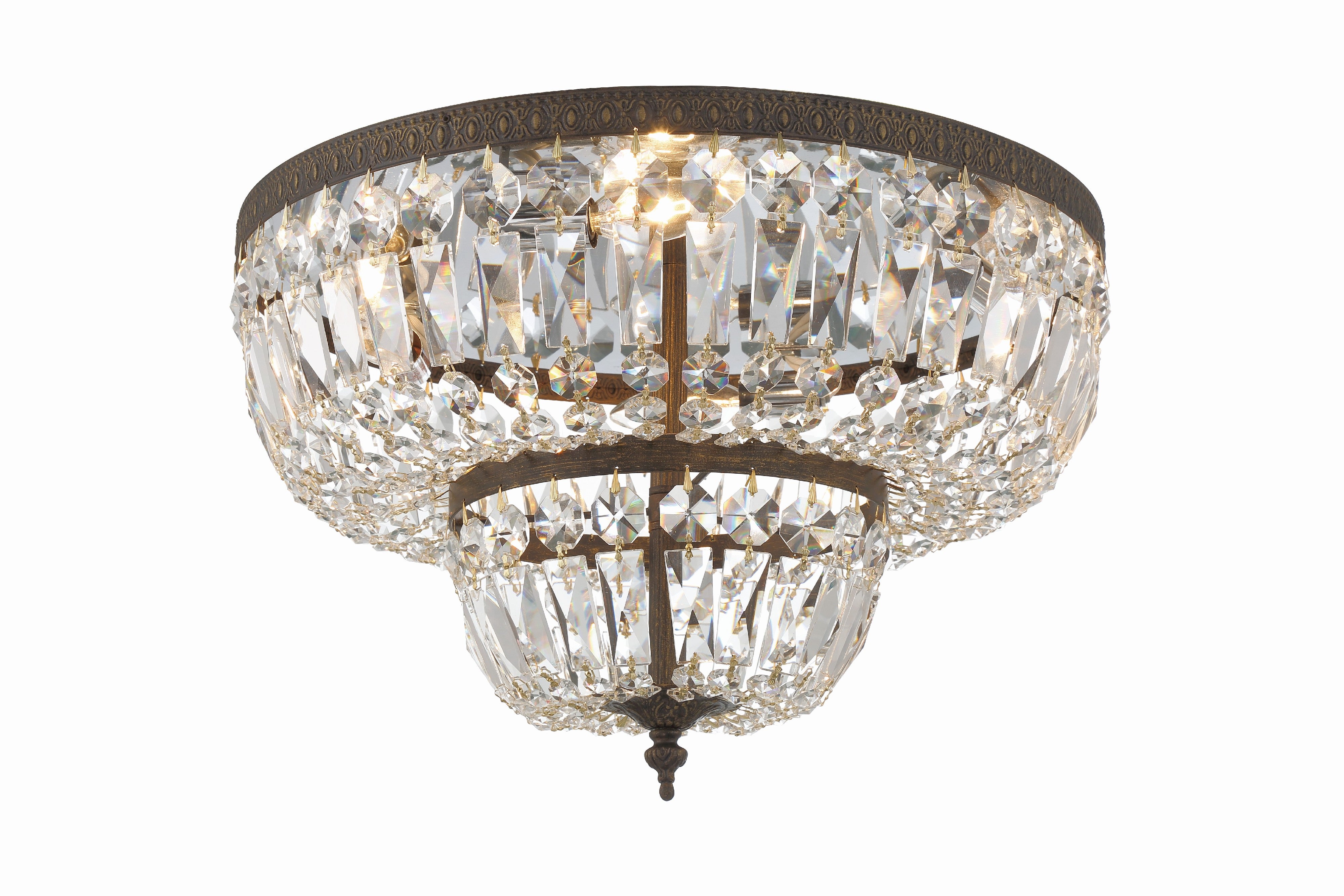 Crystorama Waltham 718-EB-CL-SAQ – 18 Inch – 4 Light – Semi Flush Mount Light – Clear Crystal – English Bronze – Damp Rated