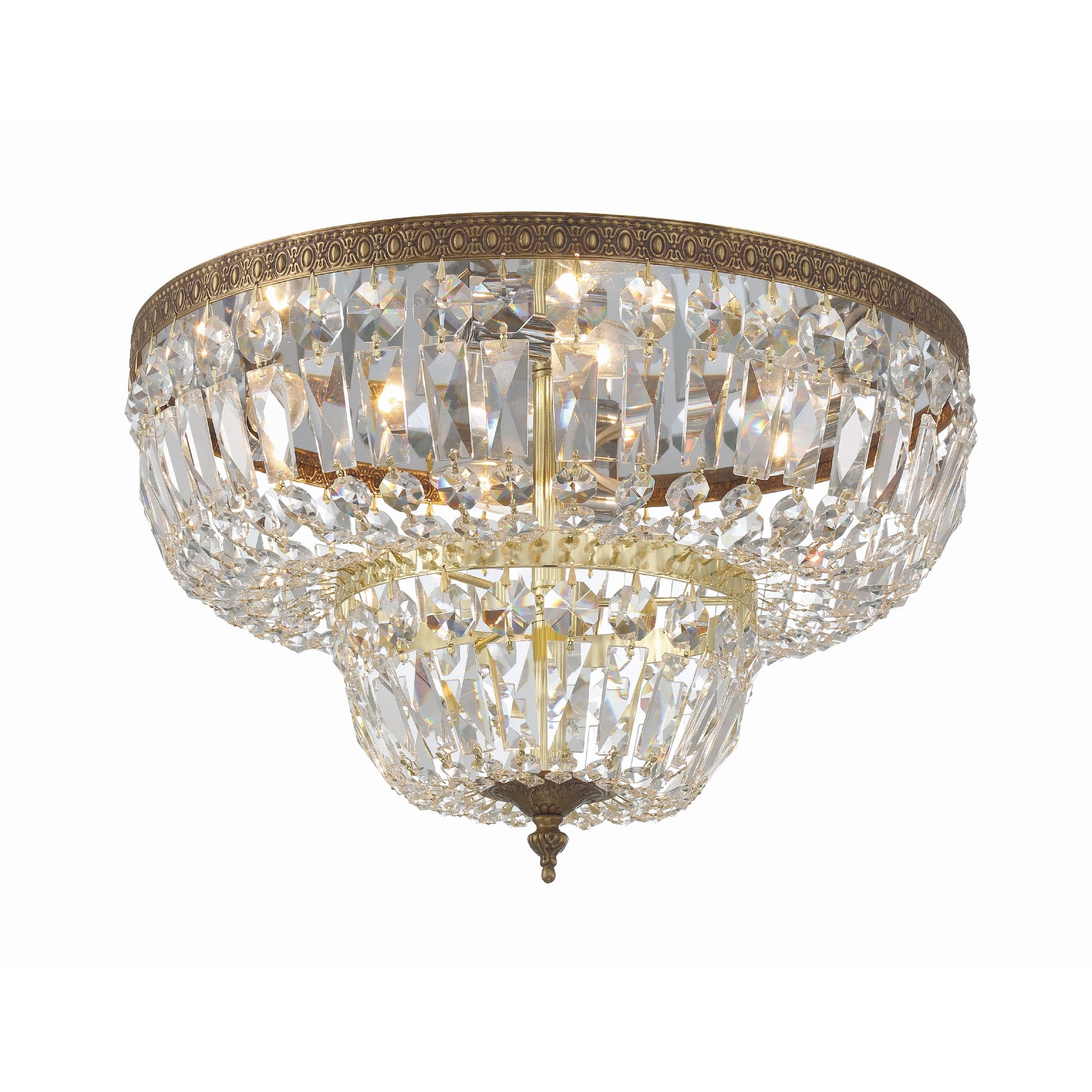 Crystorama Waltham 718-OB-CL-SAQ – 18 Inch – 4 Light – Semi Flush Mount Light – Clear Crystal – Olde Brass – Damp Rated
