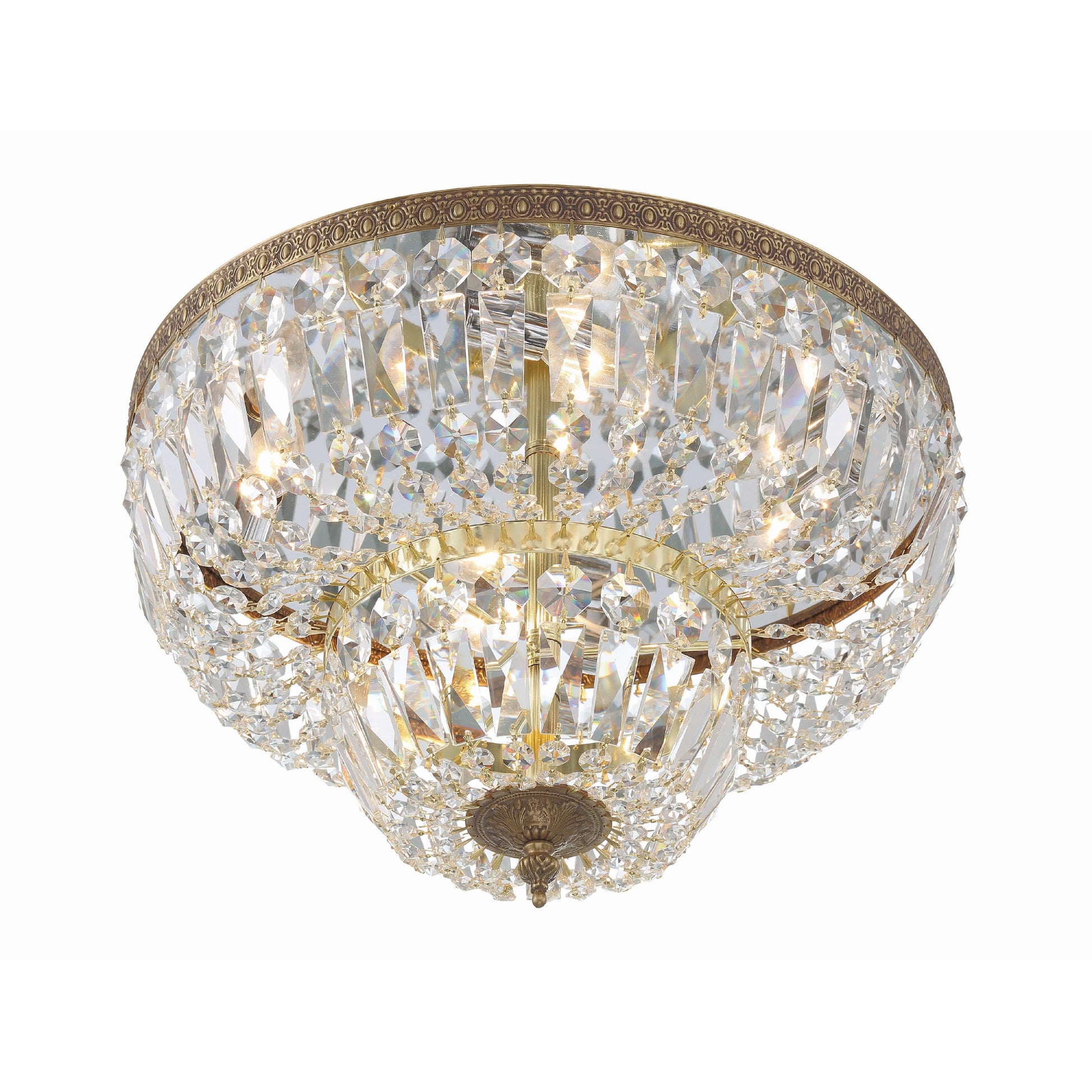Crystorama Waltham 718-OB-CL-SAQ – 18 Inch – 4 Light – Semi Flush Mount Light – Clear Crystal – Olde Brass – Damp Rated