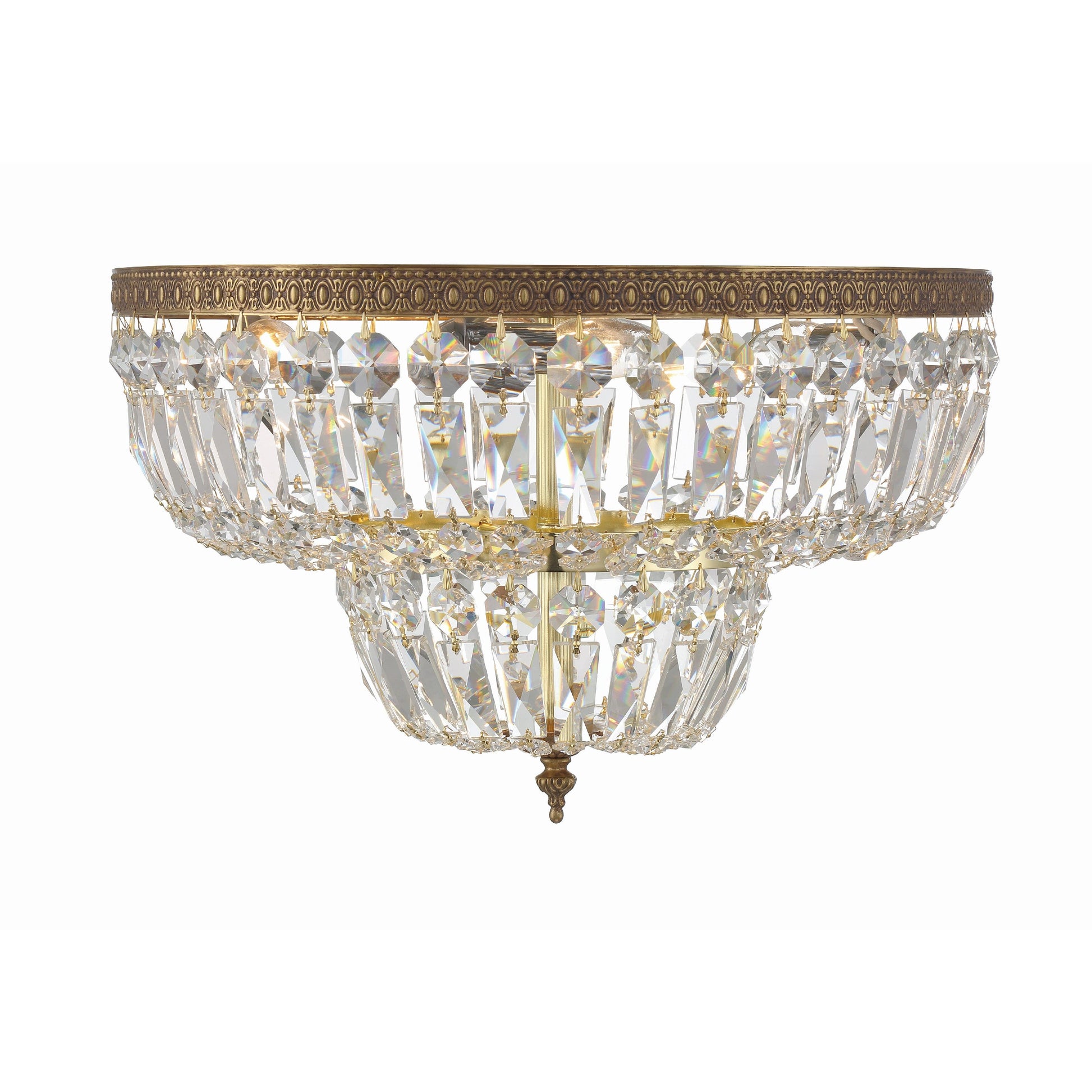 Crystorama Waltham 718-OB-CL-SAQ – 18 Inch – 4 Light – Semi Flush Mount Light – Clear Crystal – Olde Brass – Damp Rated