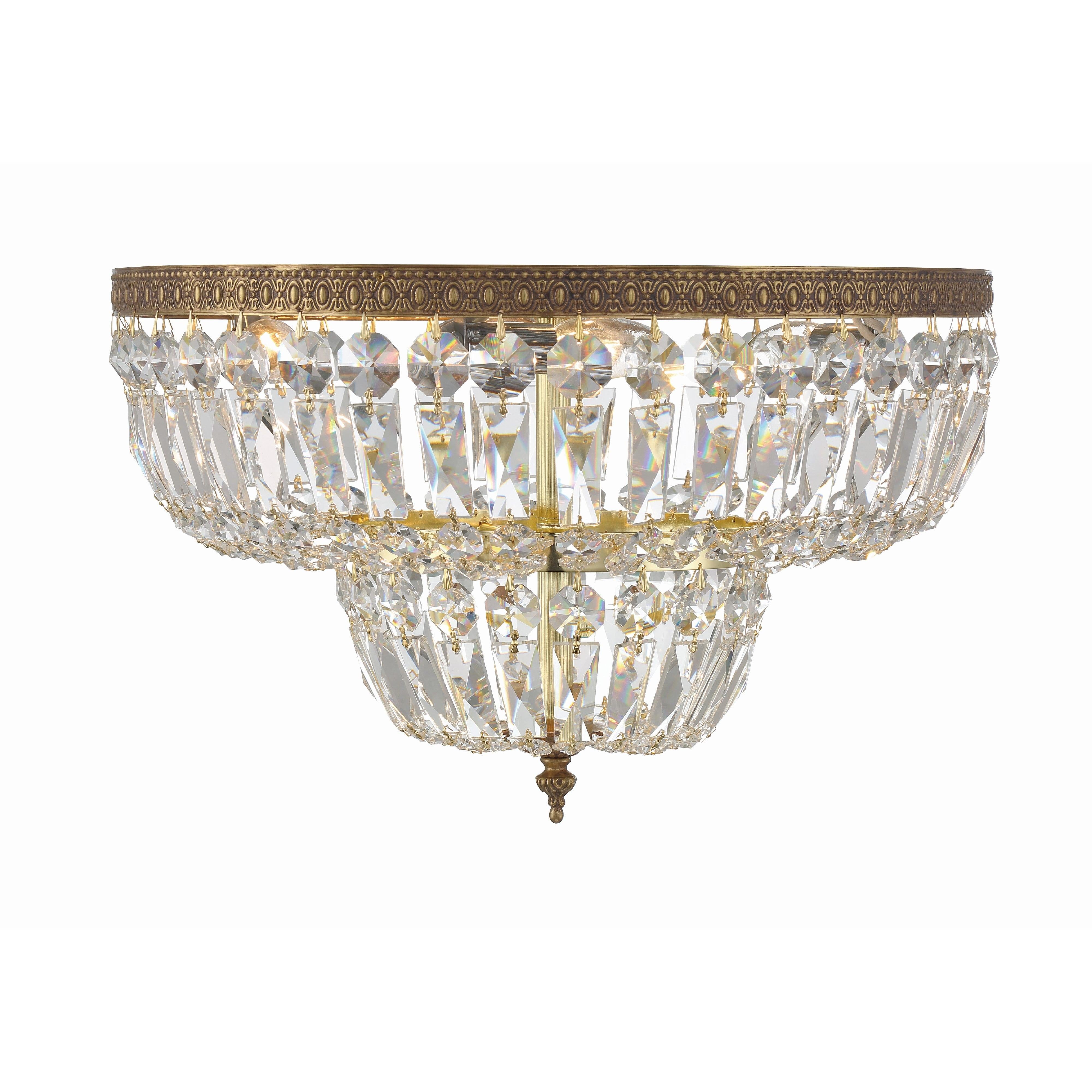 Crystorama Waltham 718-OB-CL-SAQ – 18 Inch – 4 Light – Semi Flush Mount Light – Clear Crystal – Olde Brass – Damp Rated