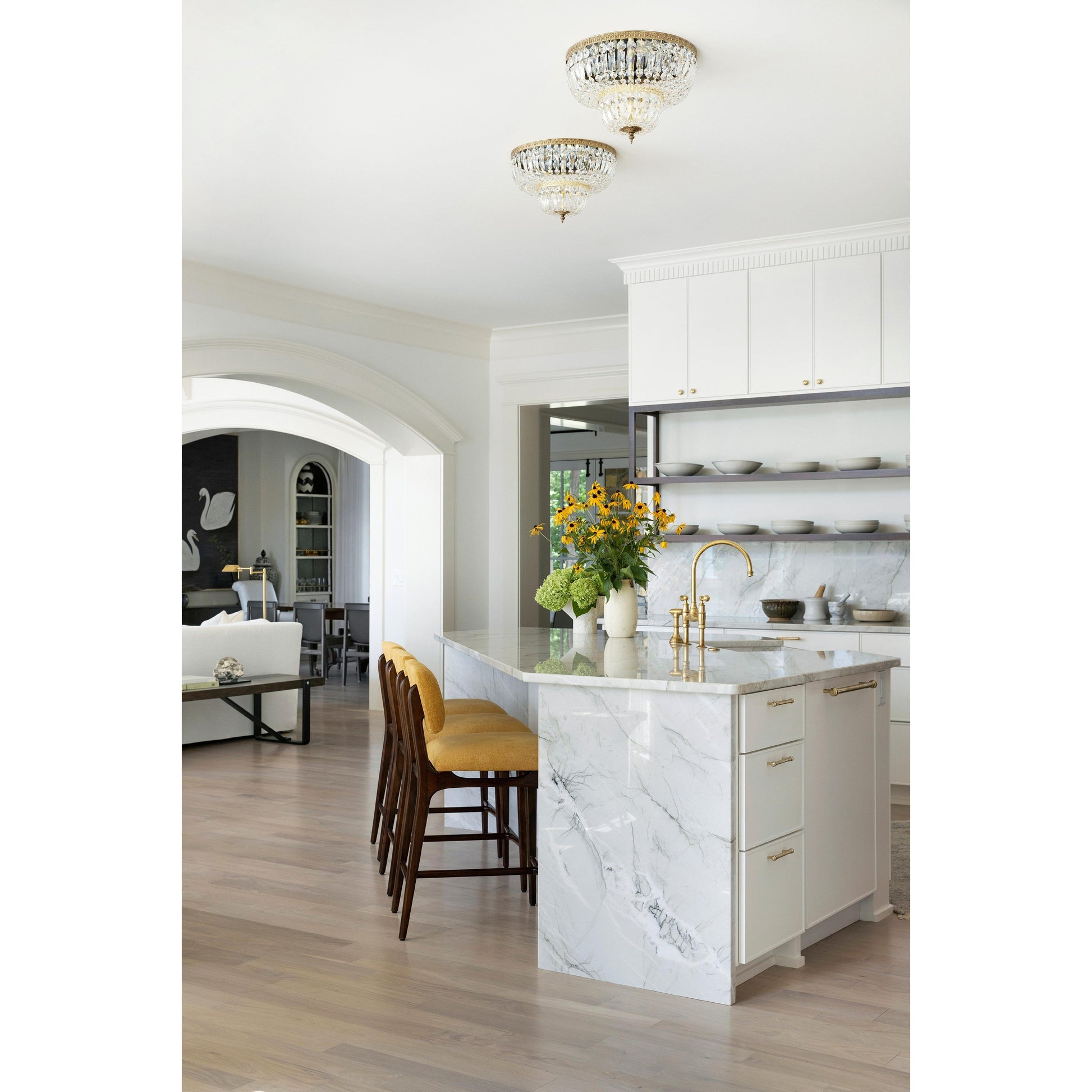 Crystorama Waltham 718-OB-CL-SAQ – 18 Inch – 4 Light – Semi Flush Mount Light – Clear Crystal – Olde Brass – Damp Rated