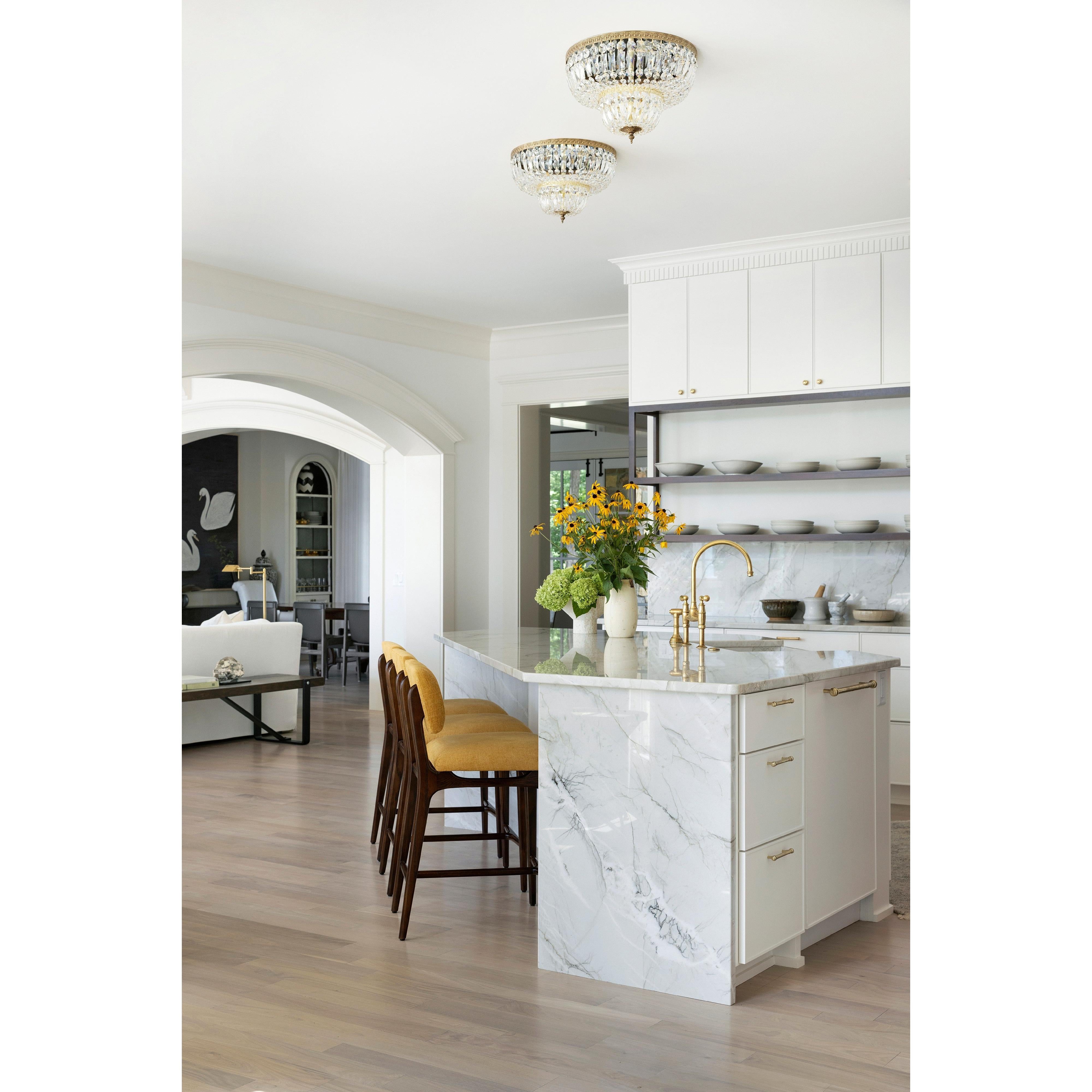 Crystorama Waltham 718-OB-CL-SAQ – 18 Inch – 4 Light – Semi Flush Mount Light – Clear Crystal – Olde Brass – Damp Rated