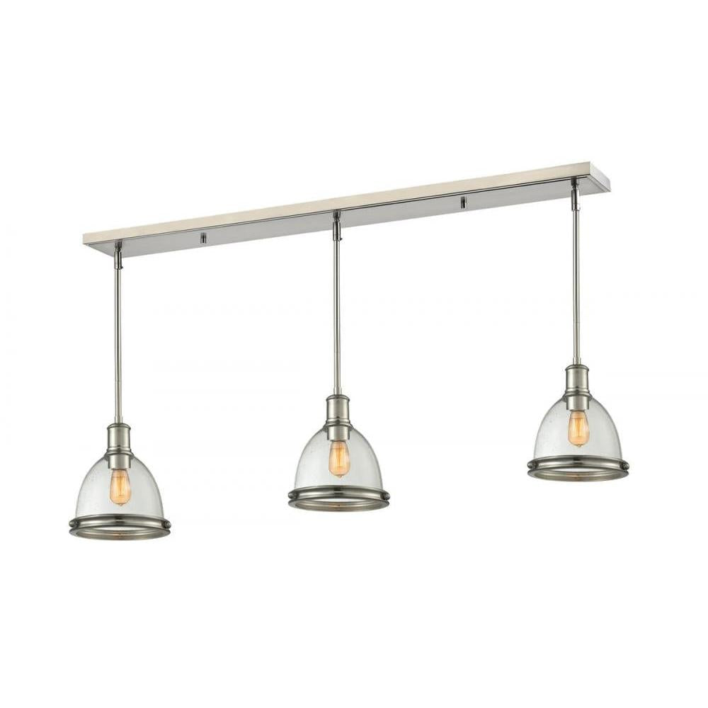 3 Light Linear Chandelier-Clear Seedy