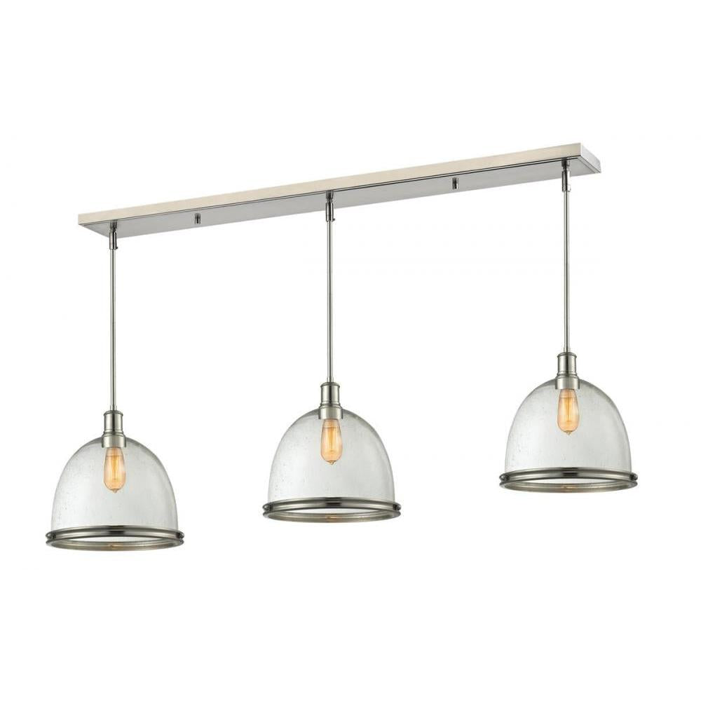 3 Light Linear Chandelier-Clear Seedy