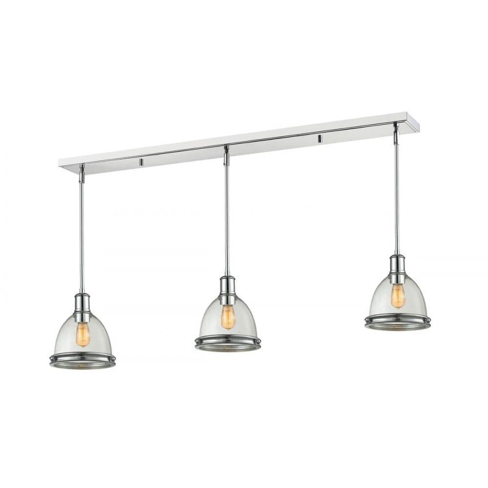 3 Light Linear Chandelier-Clear Seedy