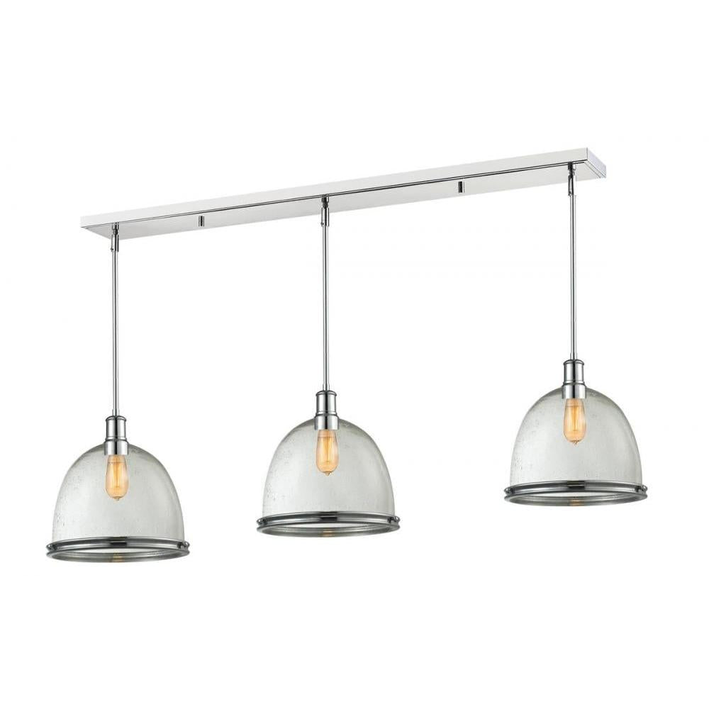 3 Light Linear Chandelier-Clear Seedy