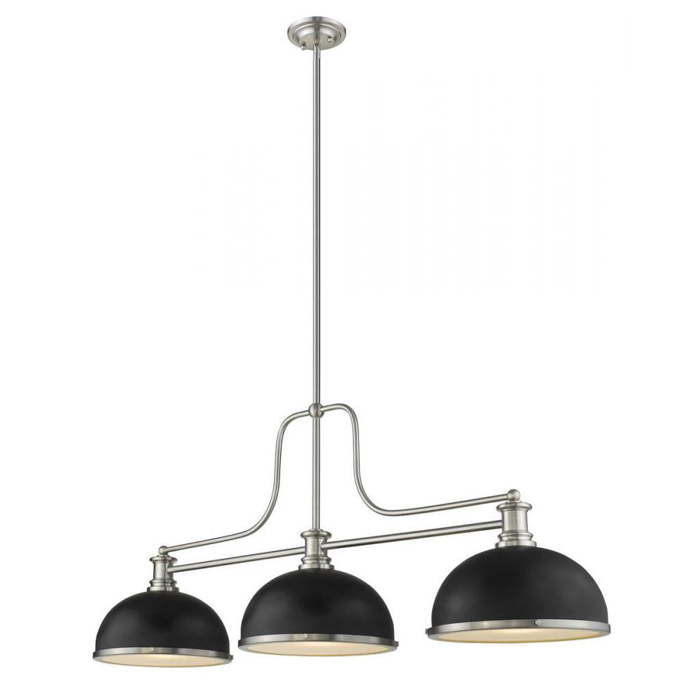 3 Light Billiard Table Light -Matte Black + Brushed Nickel