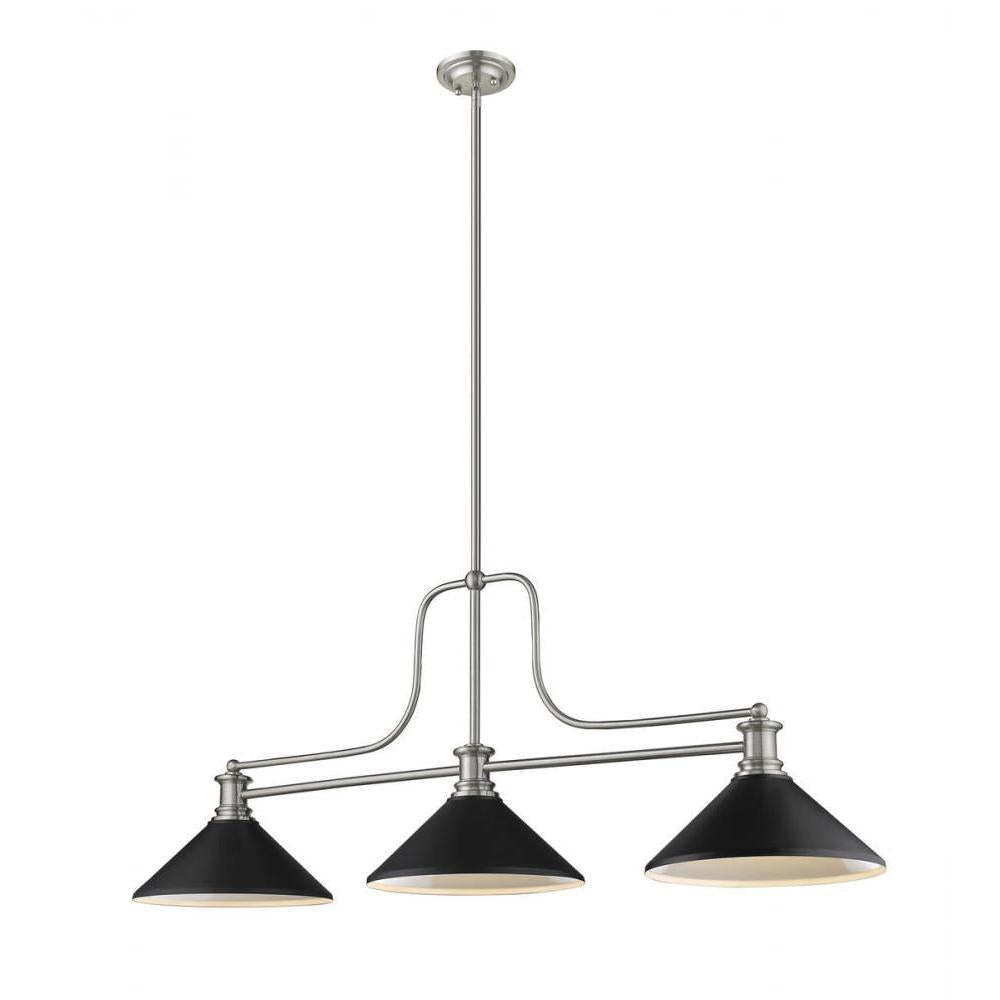3 Light Billiard Table Light -Matte Black
