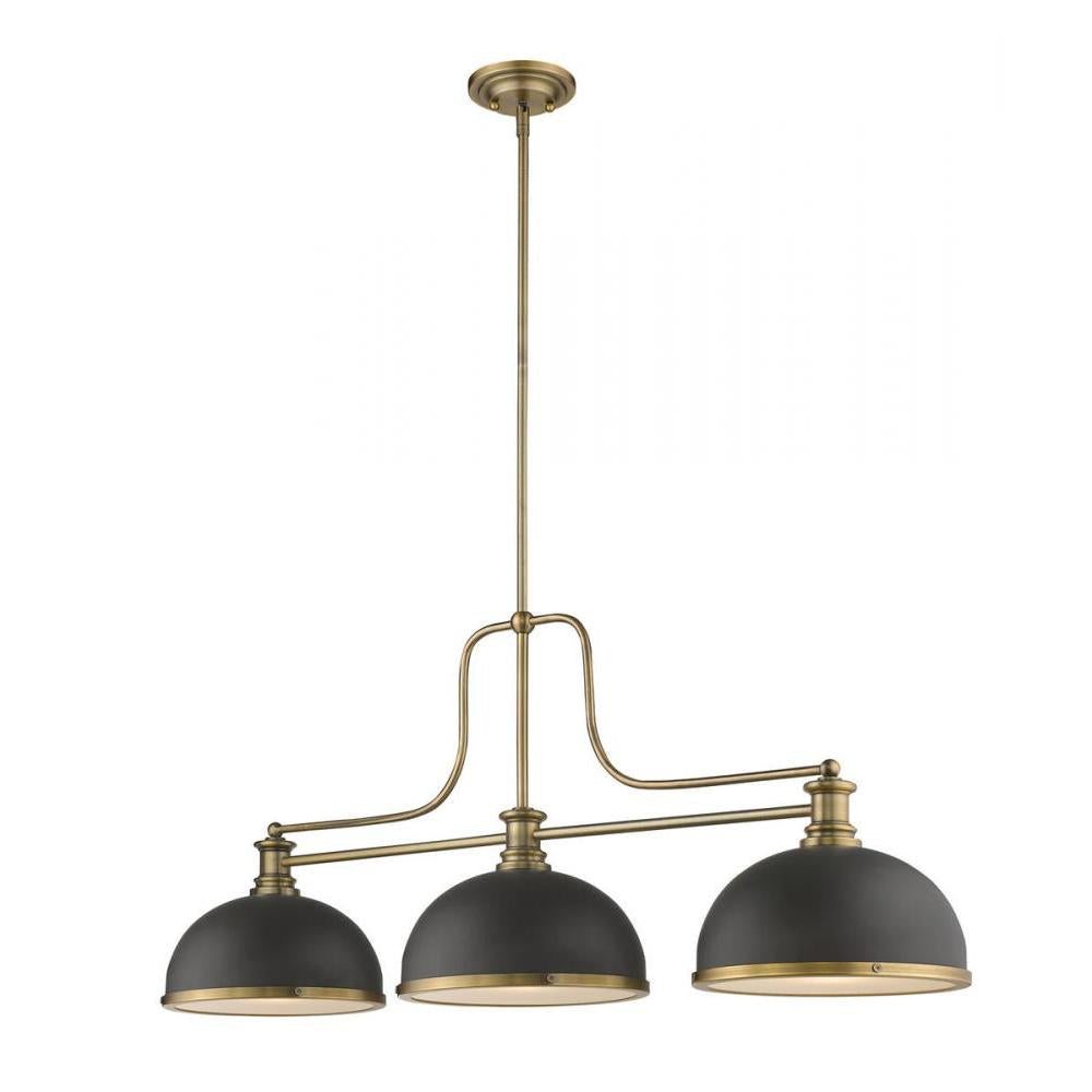 3 Light Billiard Table Light -Bronze + Heritage Brass
