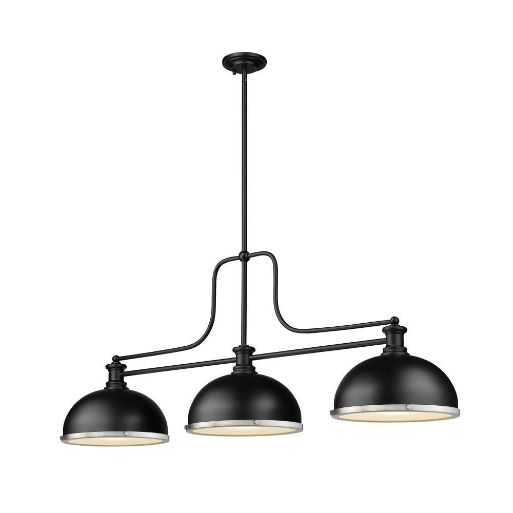 3 Light Billiard Table Light -Matte Black + Brushed Nickel