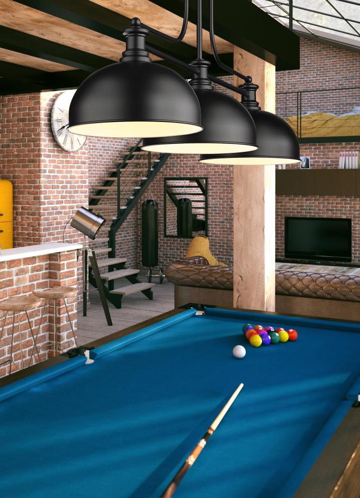 Z-Lite Lighting 725-3MB-D13MB Billiard Restoration - Black