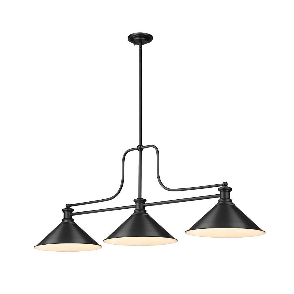 3 Light Billiard Table Light -Matte Black