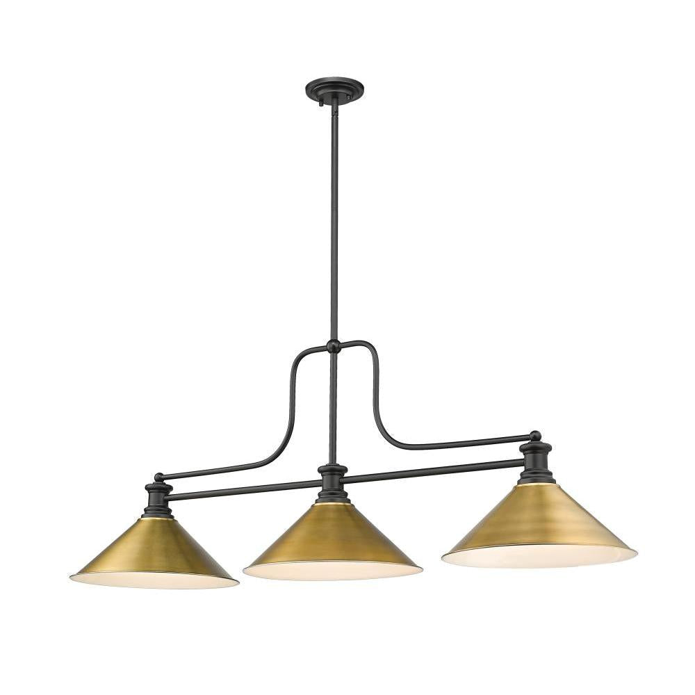 3 Light Billiard Table Light -Rubbed Brass