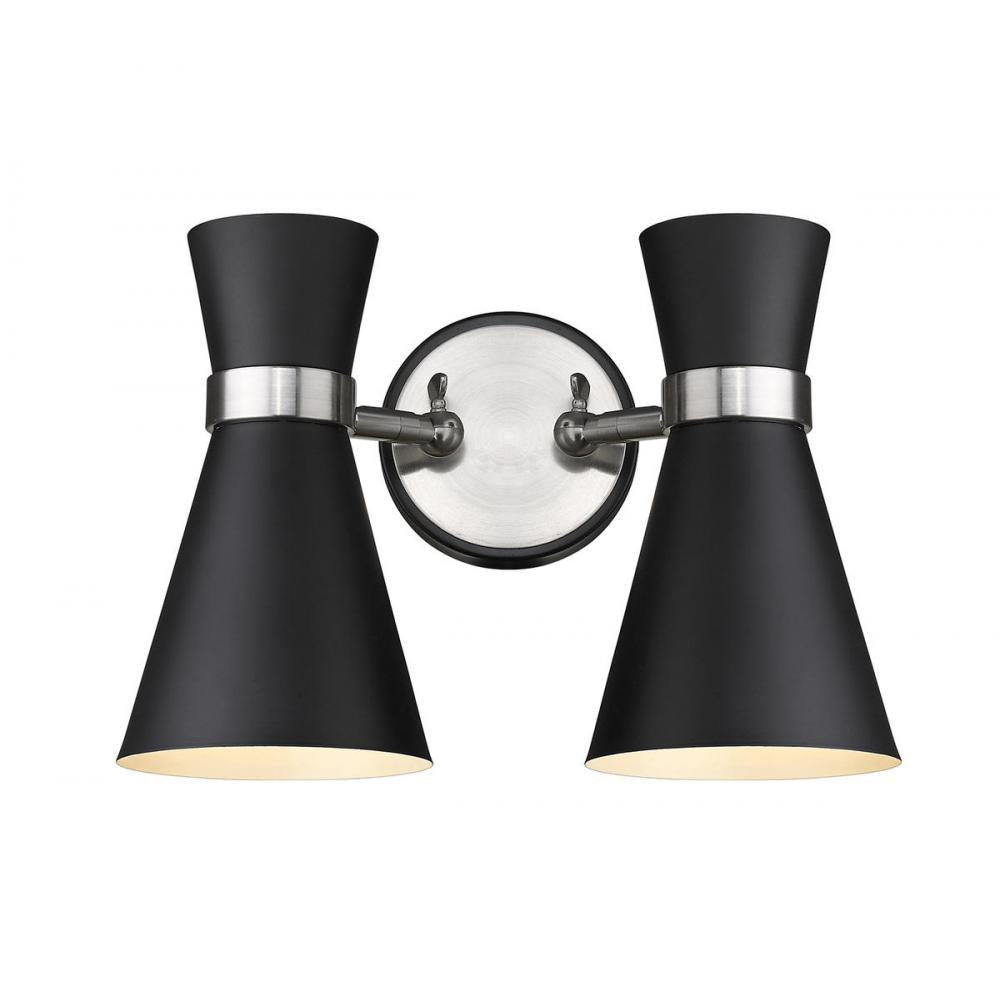 2 Light Wall Sconce-Matte Black