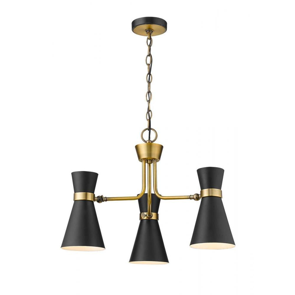 3 Light Chandelier-Matte Black