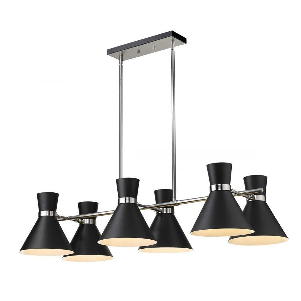 6 Light Linear Chandelier-Matte Black