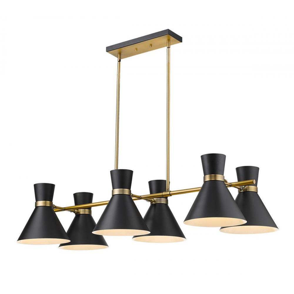6 Light Linear Chandelier-Matte Black