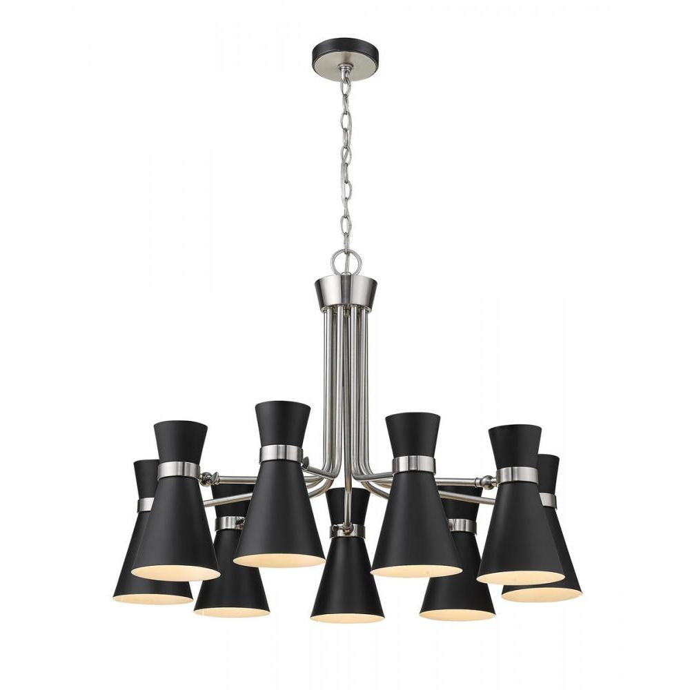 9 Light Chandelier-Matte Black