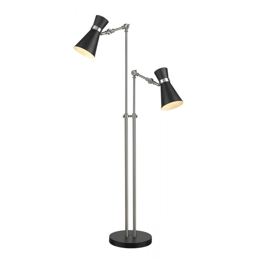 2 Light Floor Lamp-Matte Black