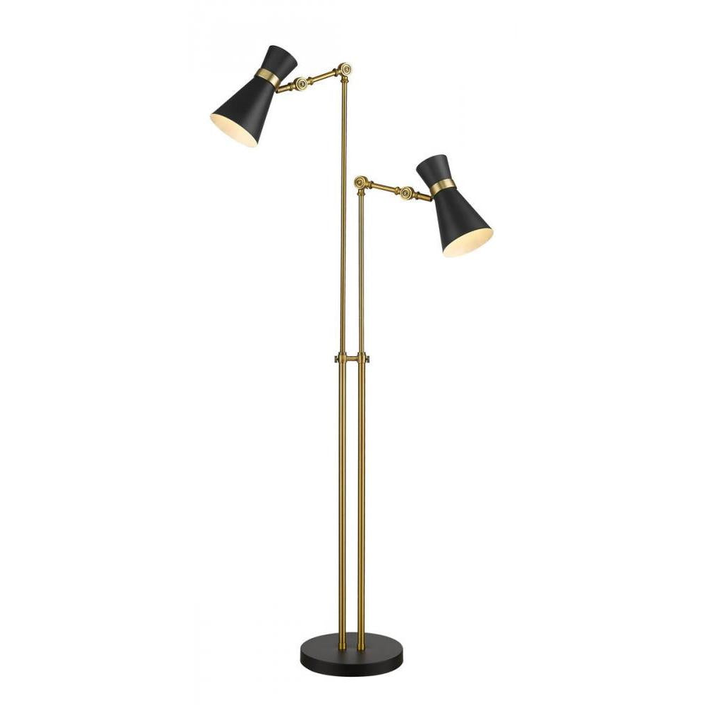 2 Light Floor Lamp-Matte Black