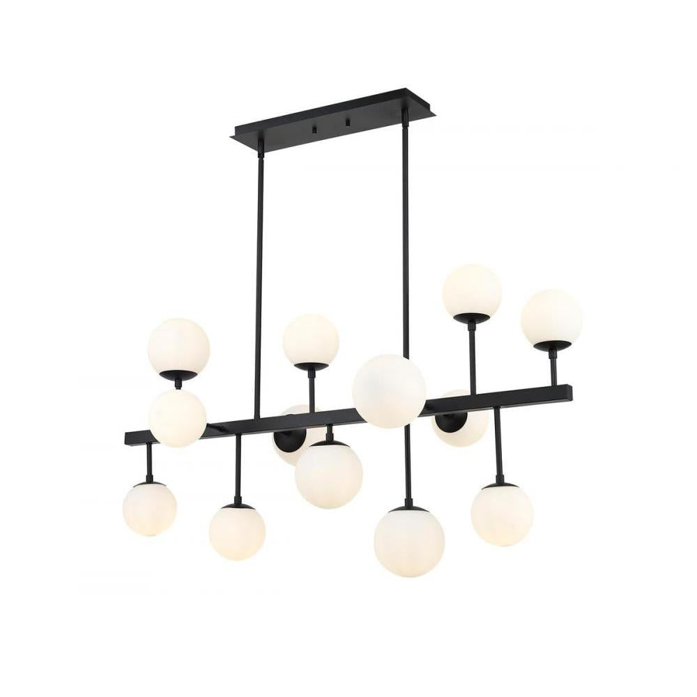 13 Light Linear Chandelier-Matte Opal