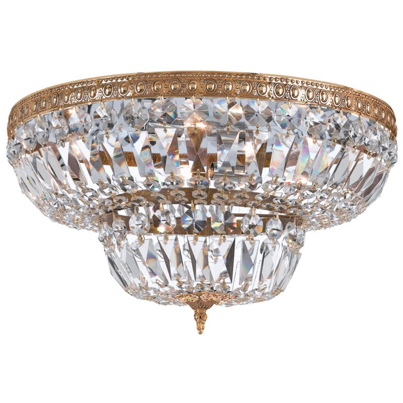 Crystorama Waltham 730-OB-CL-MWP – 30 Inch – 8 Light – Semi Flush Mount Light – Clear Crystal – Olde Brass – Damp Rated