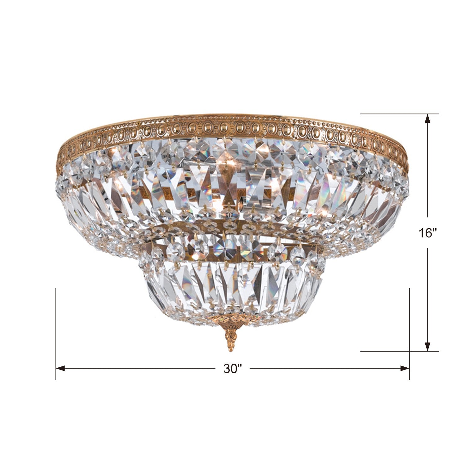 Crystorama Waltham 730-OB-CL-MWP – 30 Inch – 8 Light – Semi Flush Mount Light – Clear Crystal – Olde Brass – Damp Rated