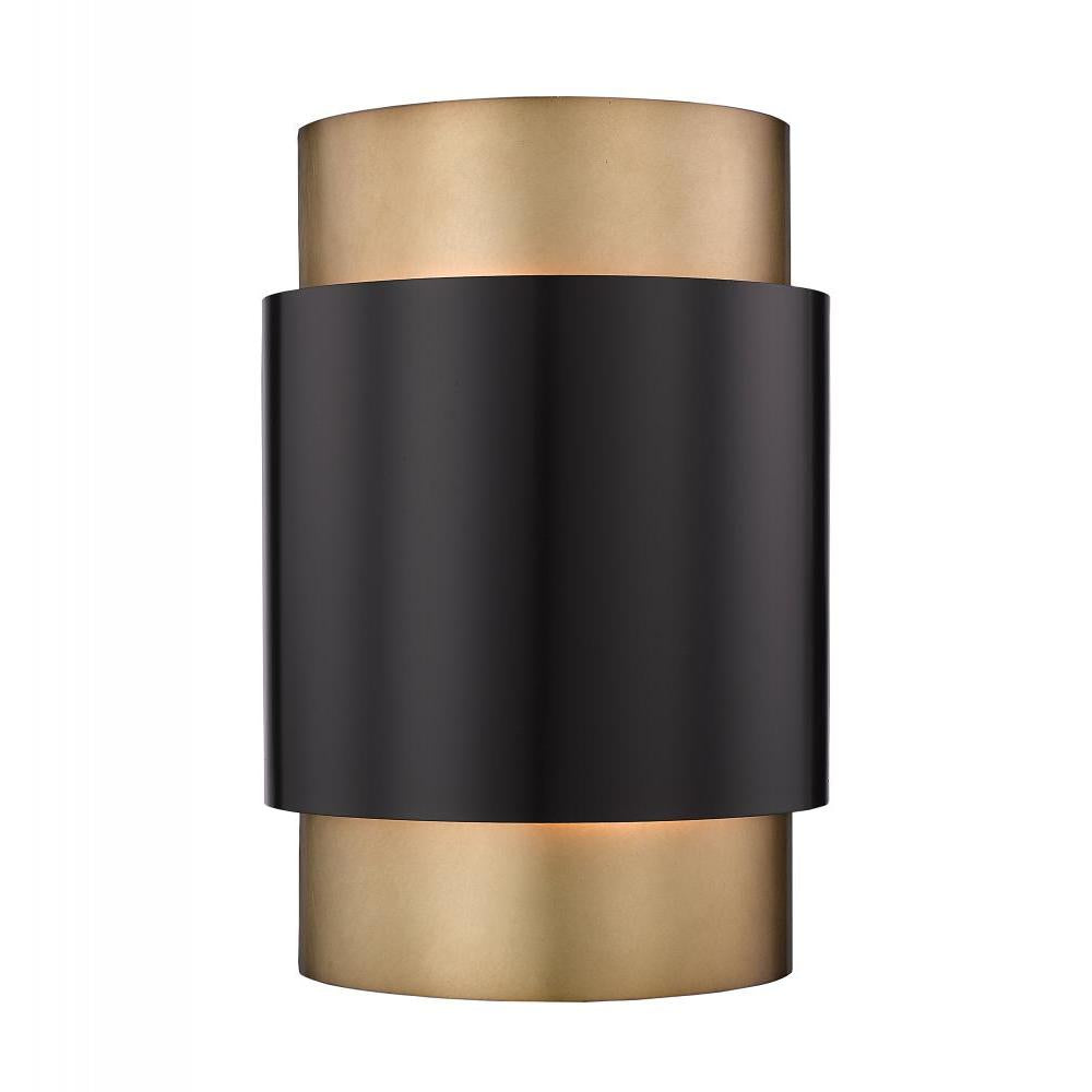 2 Light Wall Sconce-Bronze + Rubbed Brass