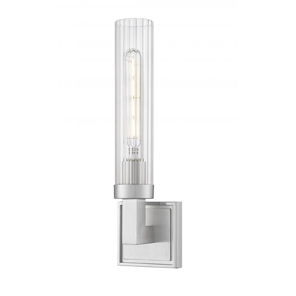 1 Light Wall Sconce-Clear Ribbed