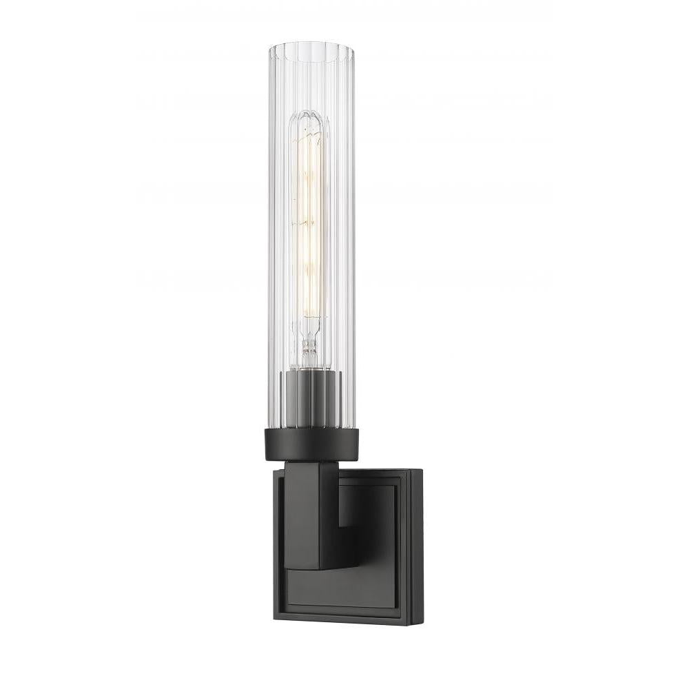 1 Light Wall Sconce-Clear Ribbed