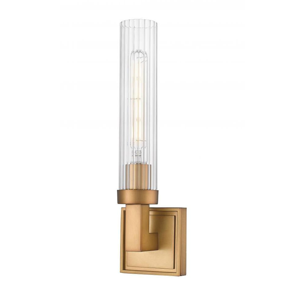 1 Light Wall Sconce-Clear Ribbed