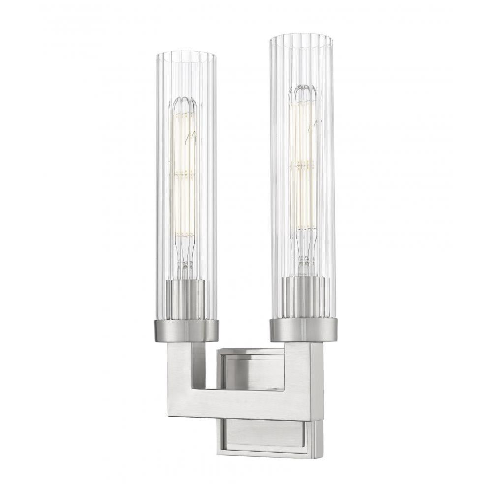 2 Light Wall Sconce-Clear Ribbed