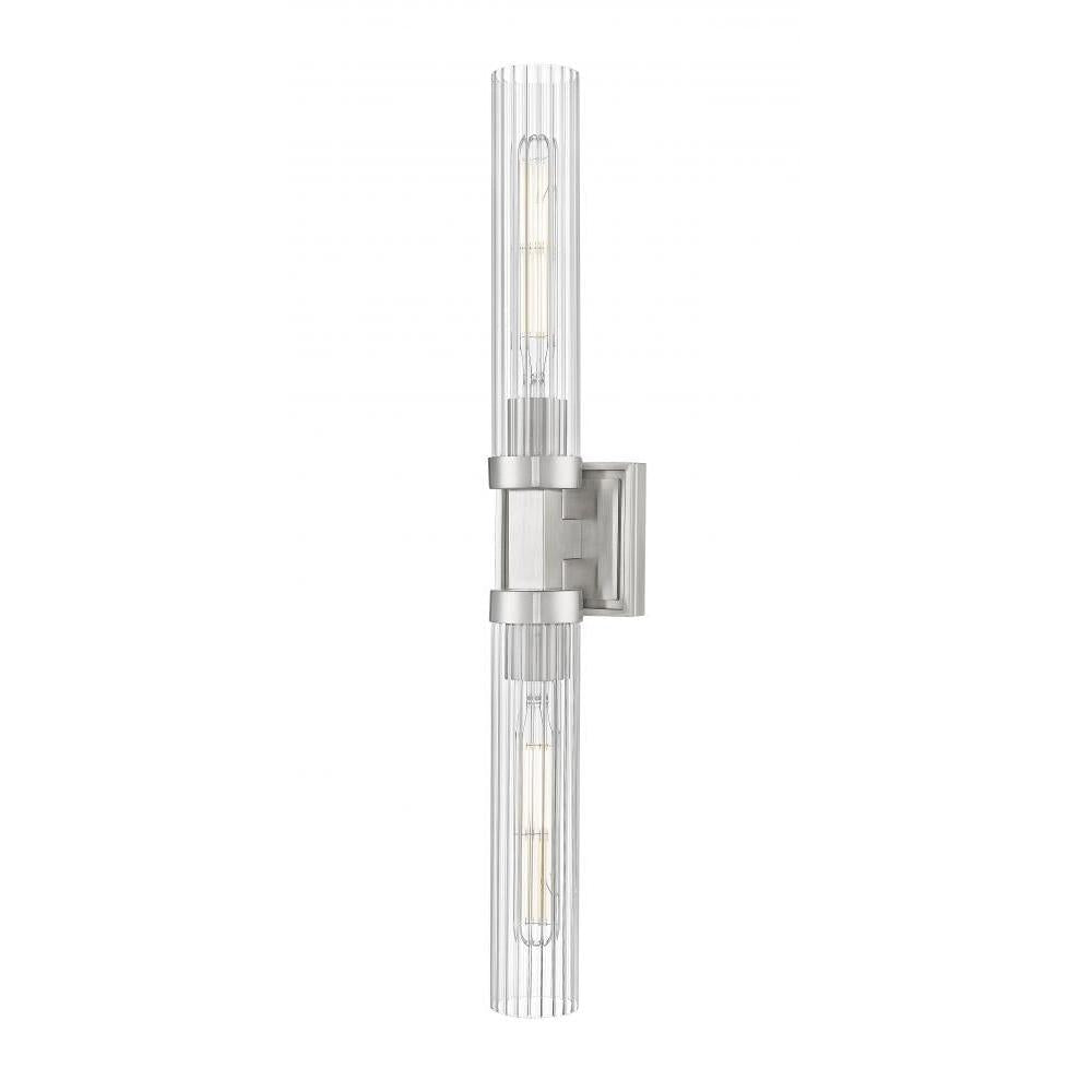 2 Light Wall Sconce-Clear Ribbed