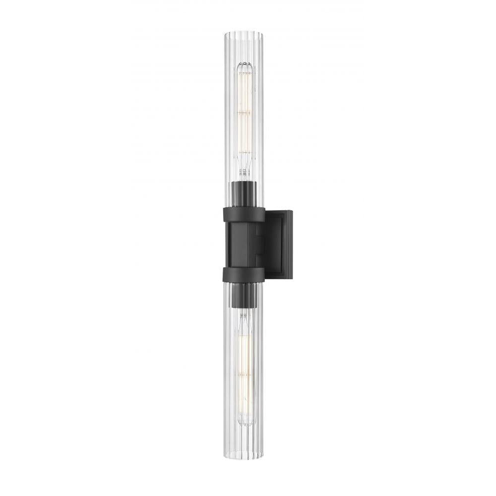 2 Light Wall Sconce-Clear Ribbed