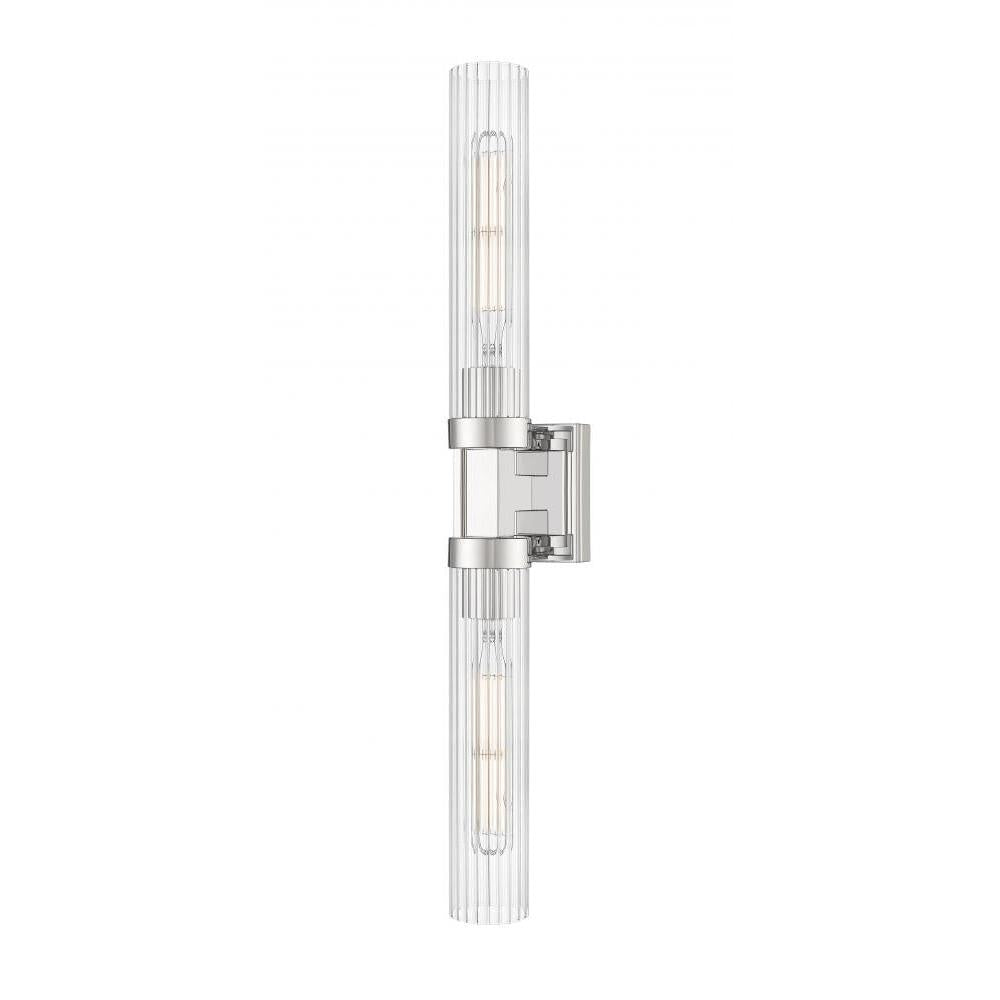 2 Light Wall Sconce-Clear Ribbed