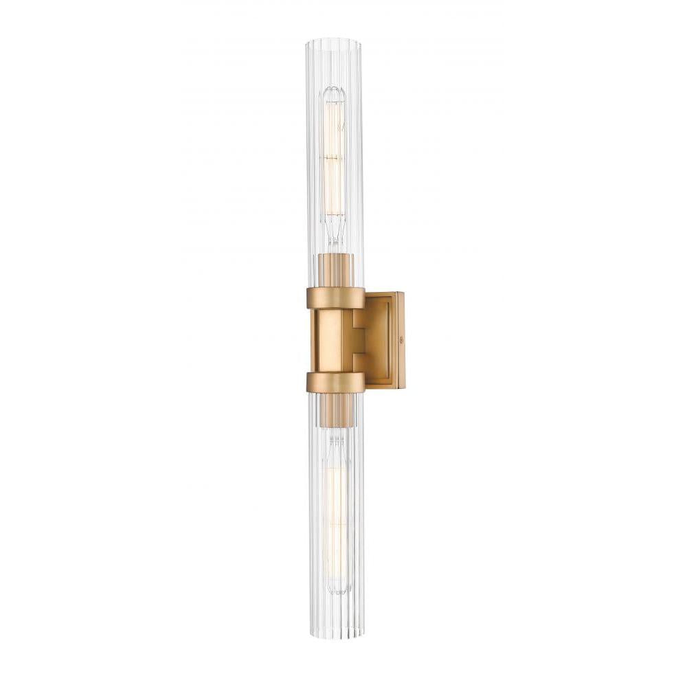 2 Light Wall Sconce-Clear Ribbed