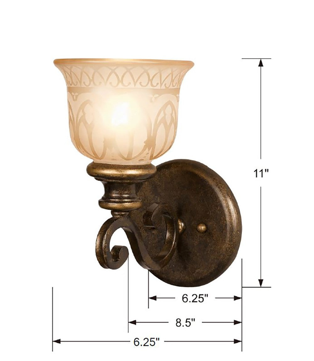 Crystorama Norwalk 7401-BU – 6.25 Inch – 1 Light – Sconce – Bronze Umber – Dry Rated