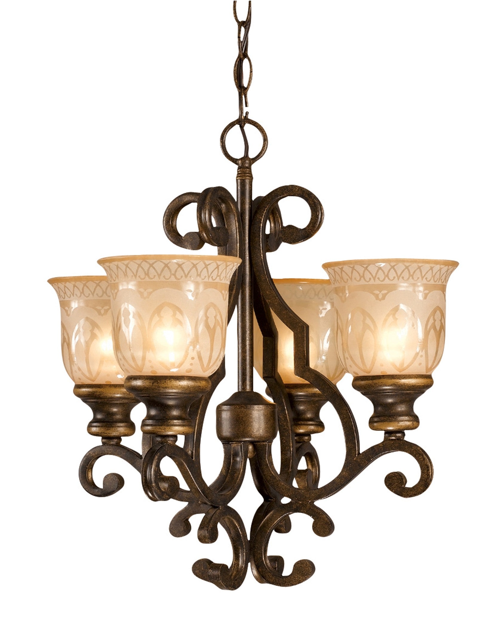 Crystorama Norwalk 7404-BU – 16 Inch – 4 Light – Chandelier – Bronze Umber – Damp Rated