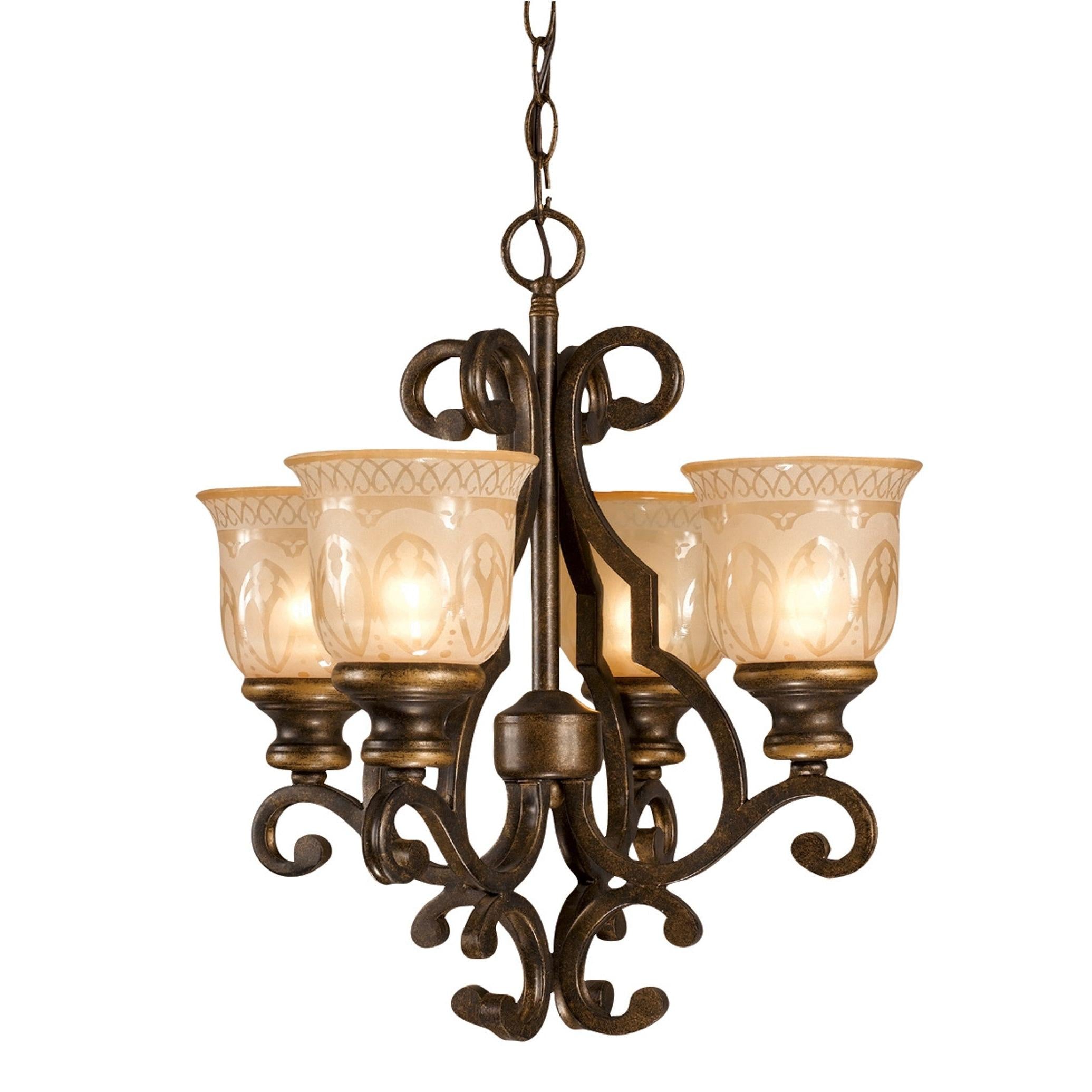 Crystorama Norwalk 7404-BU – 16 Inch – 4 Light – Chandelier – Bronze Umber – Damp Rated