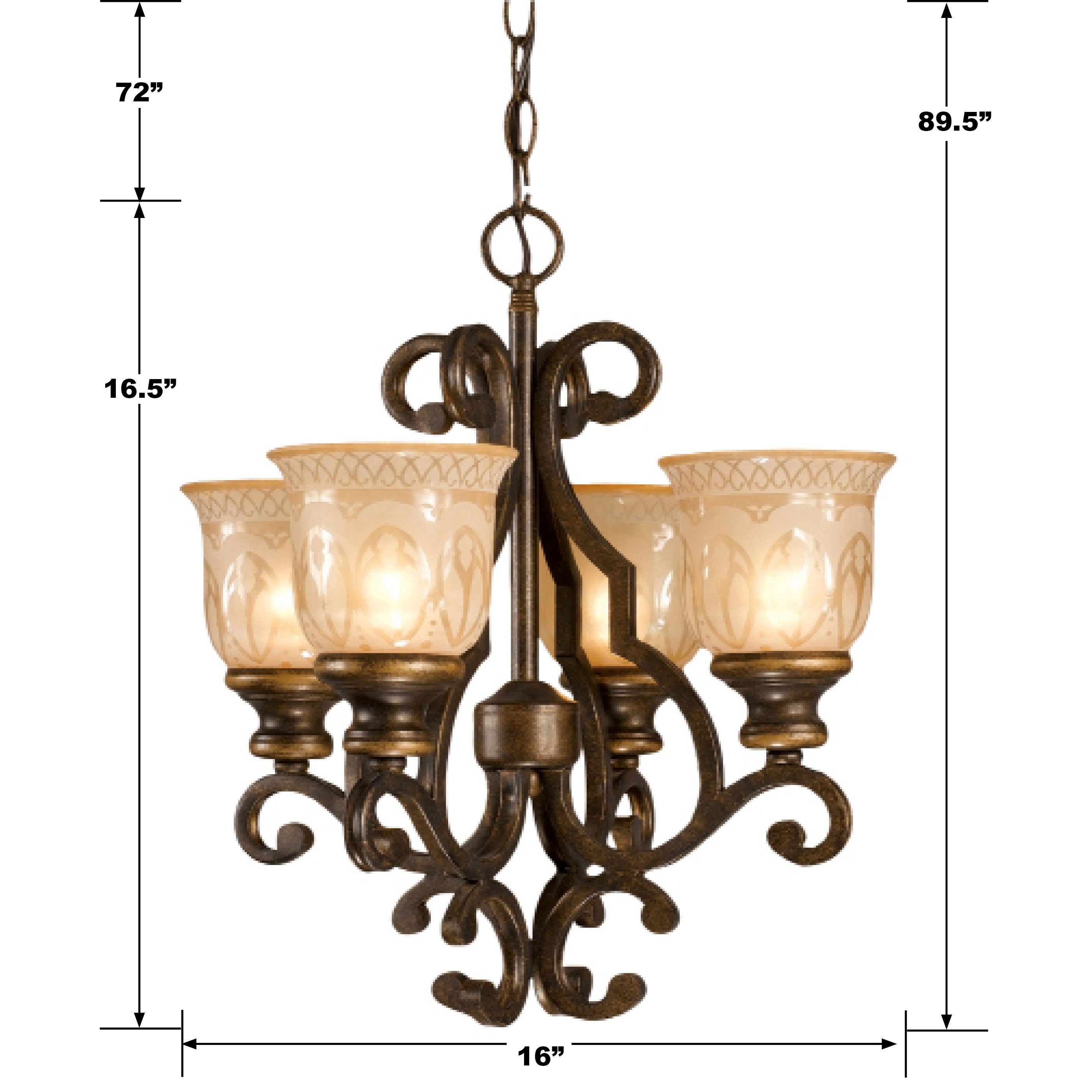 Crystorama Norwalk 7404-BU – 16 Inch – 4 Light – Chandelier – Bronze Umber – Damp Rated