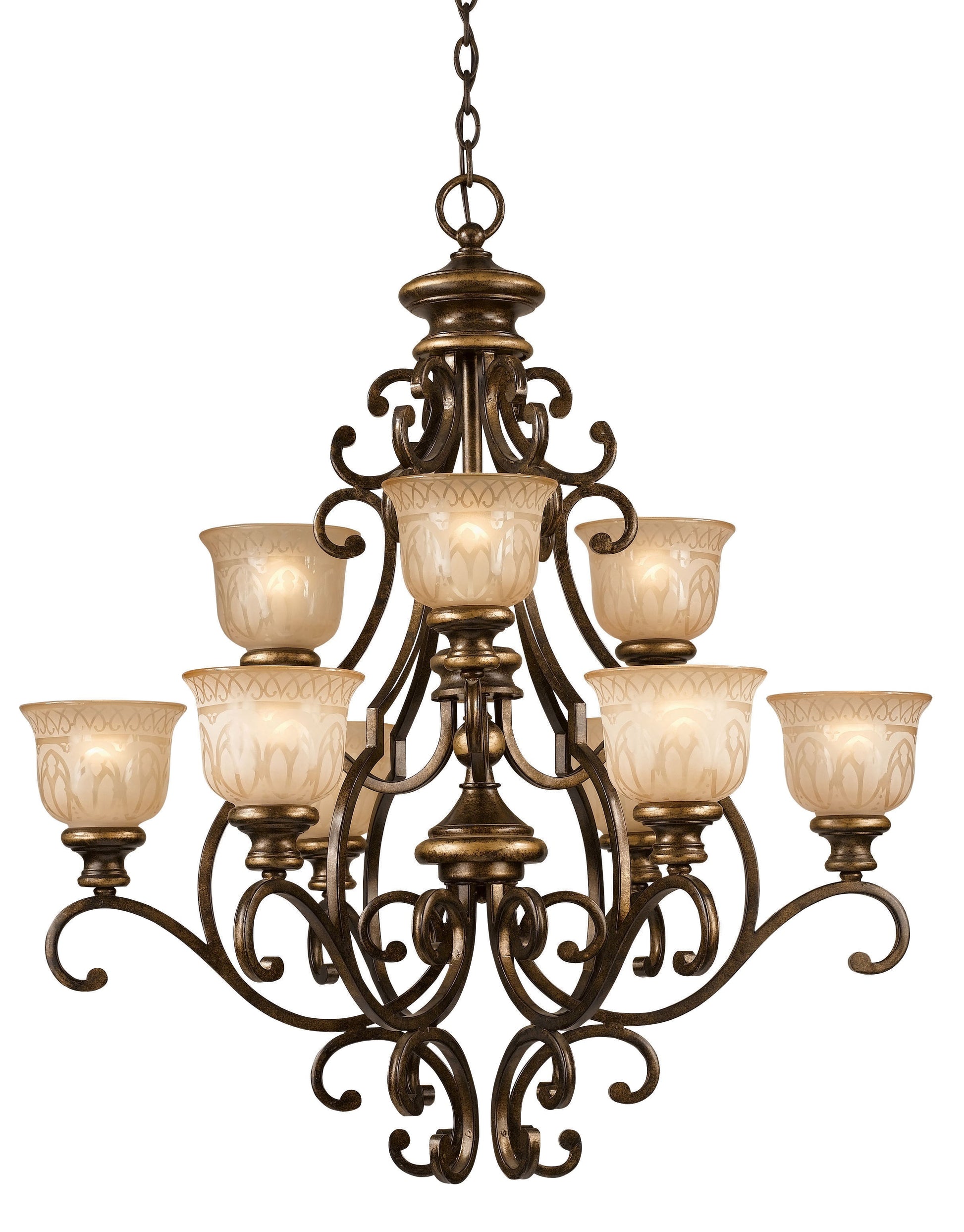 Crystorama Norwalk 7409-BU – 34 Inch – 9 Light – Chandelier – Bronze Umber – Dry Rated