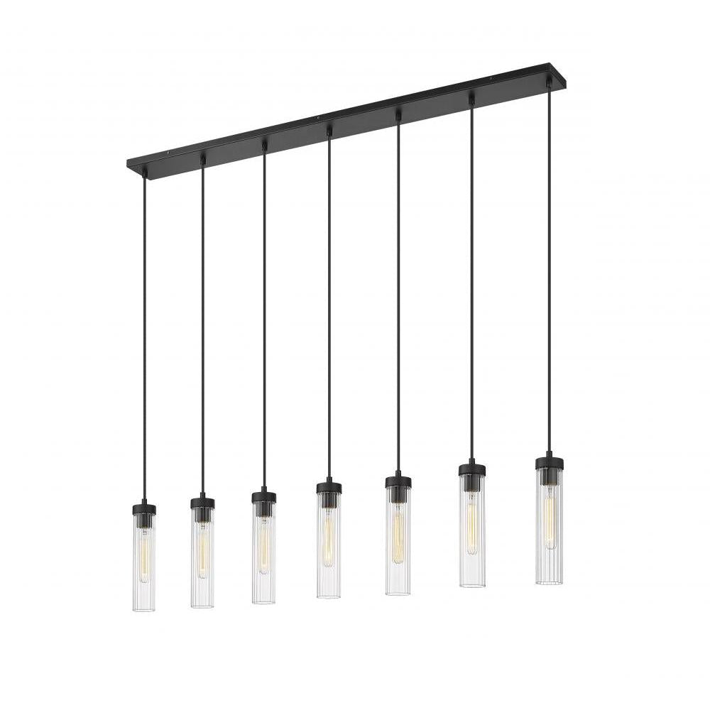 7 Light Linear Chandelier-Clear