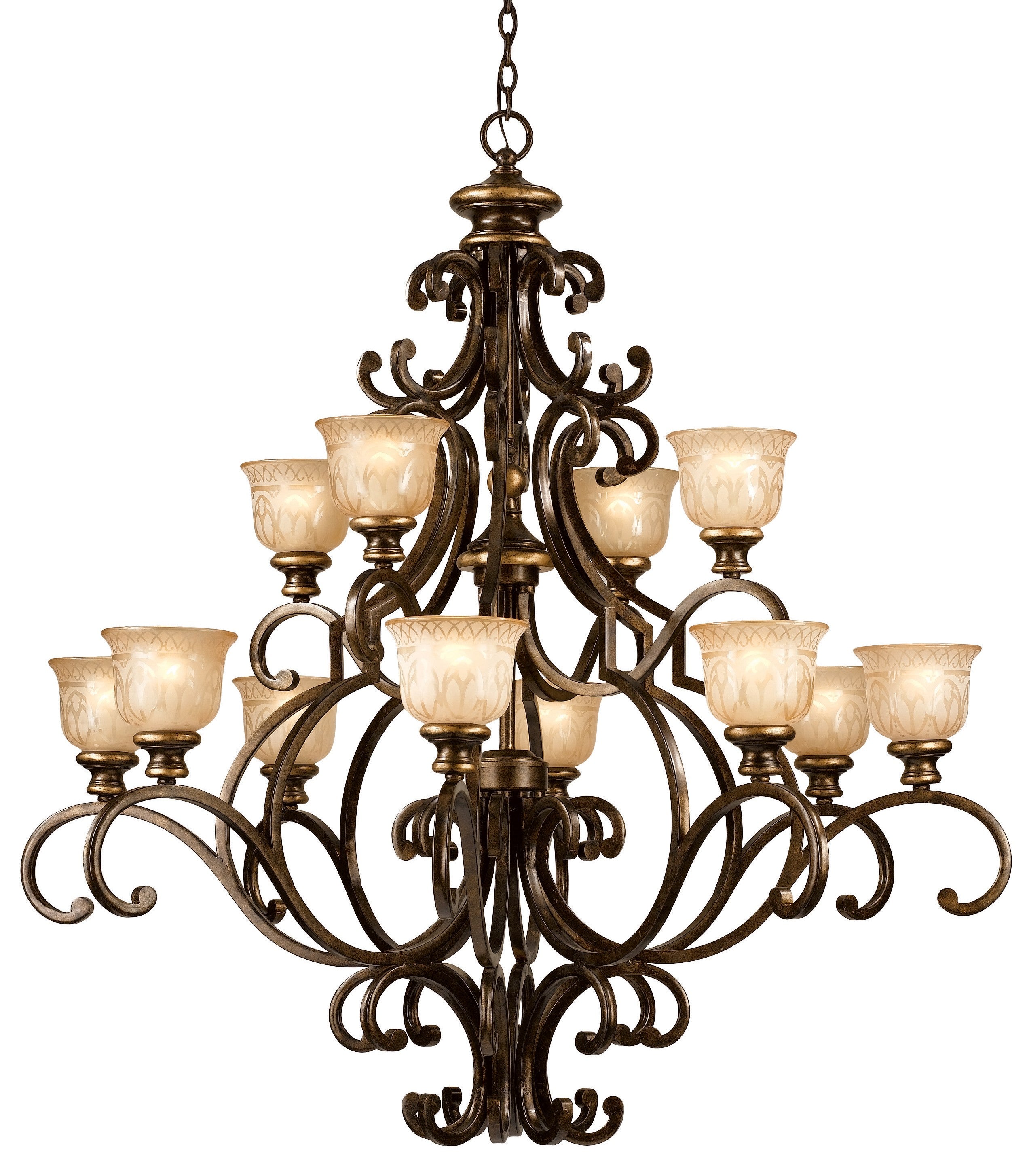 Crystorama Norwalk 7412-BU – 48 Inch – 12 Light – Chandelier – Bronze Umber – Dry Rated