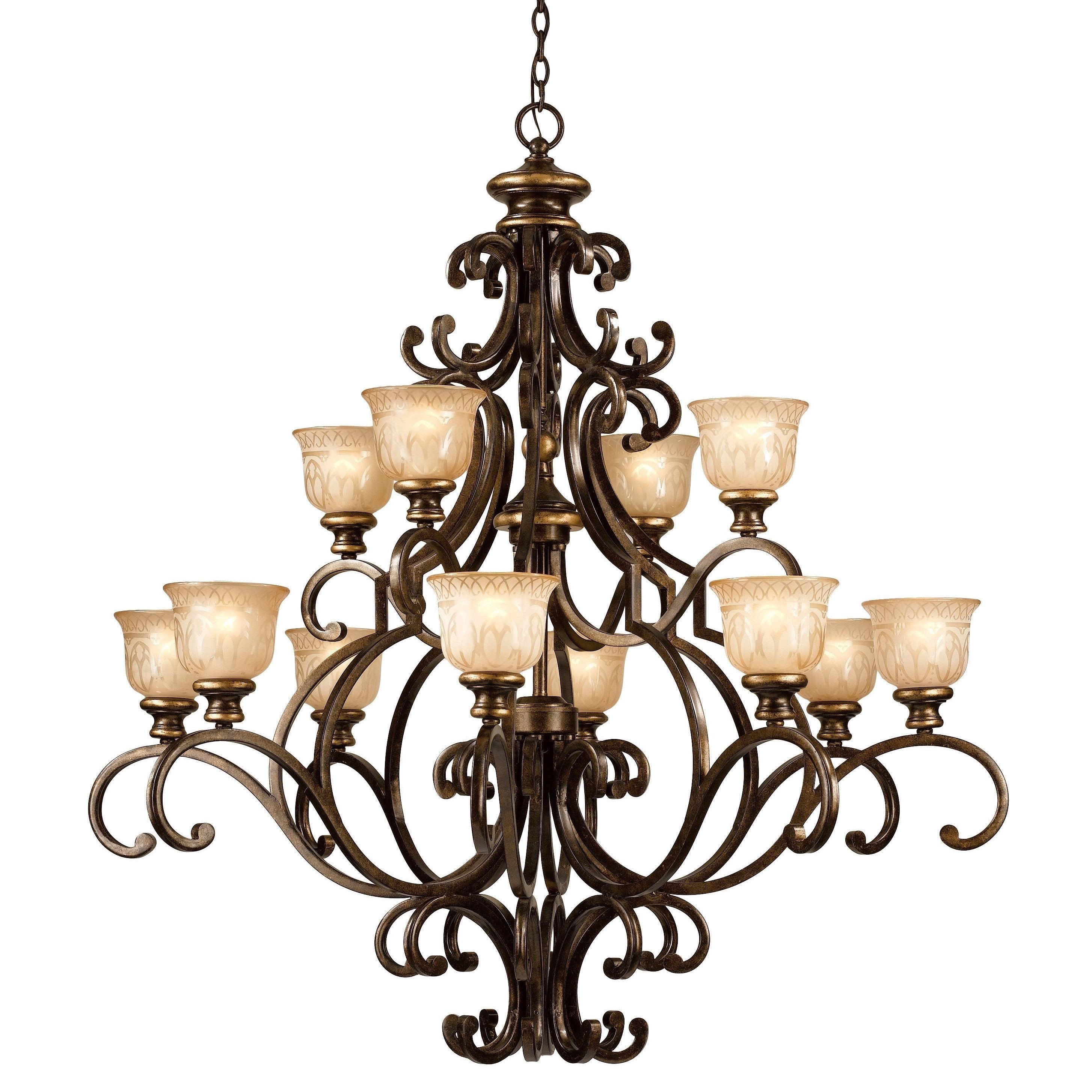 Crystorama Norwalk 7412-BU – 48 Inch – 12 Light – Chandelier – Bronze Umber – Dry Rated