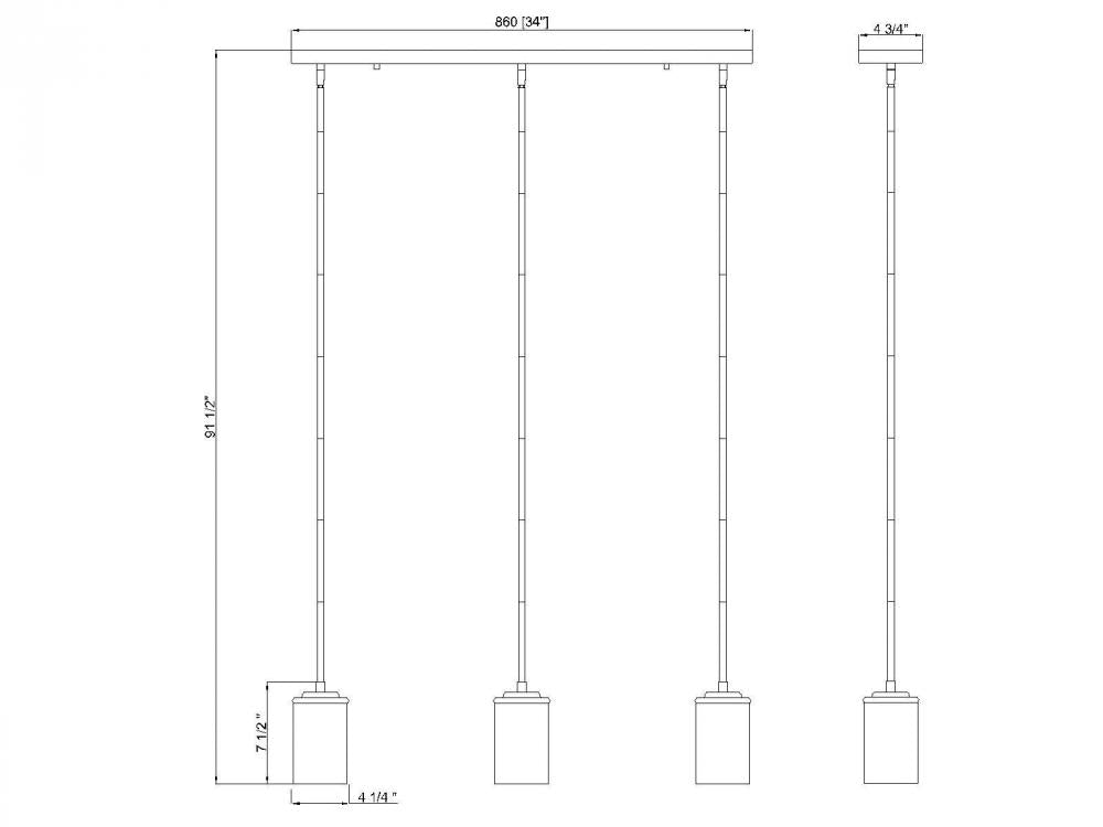 Z-Lite Lighting 742MP-3BN Pendant Mid Century Modern - Nickel