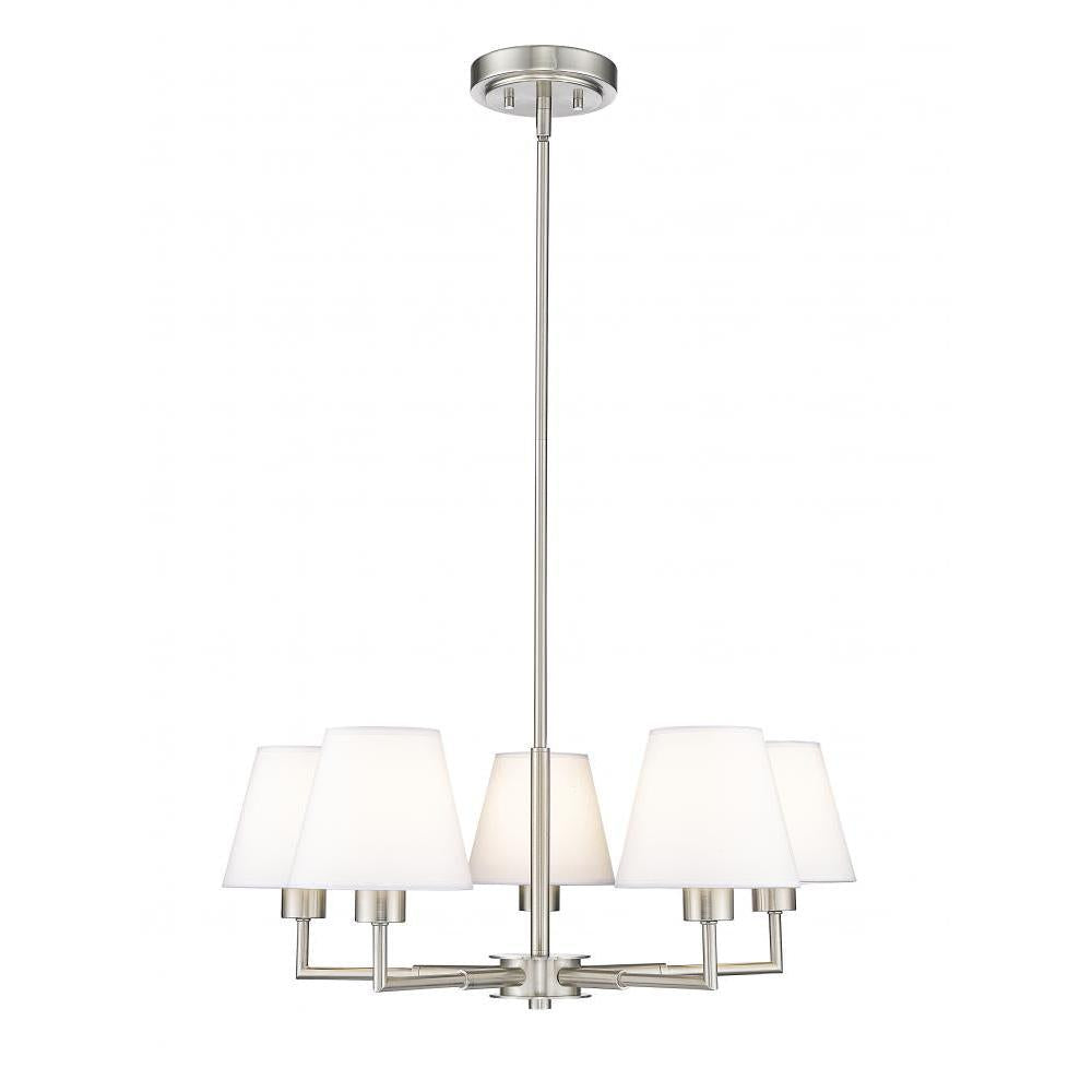 5 Light Chandelier-White Linen